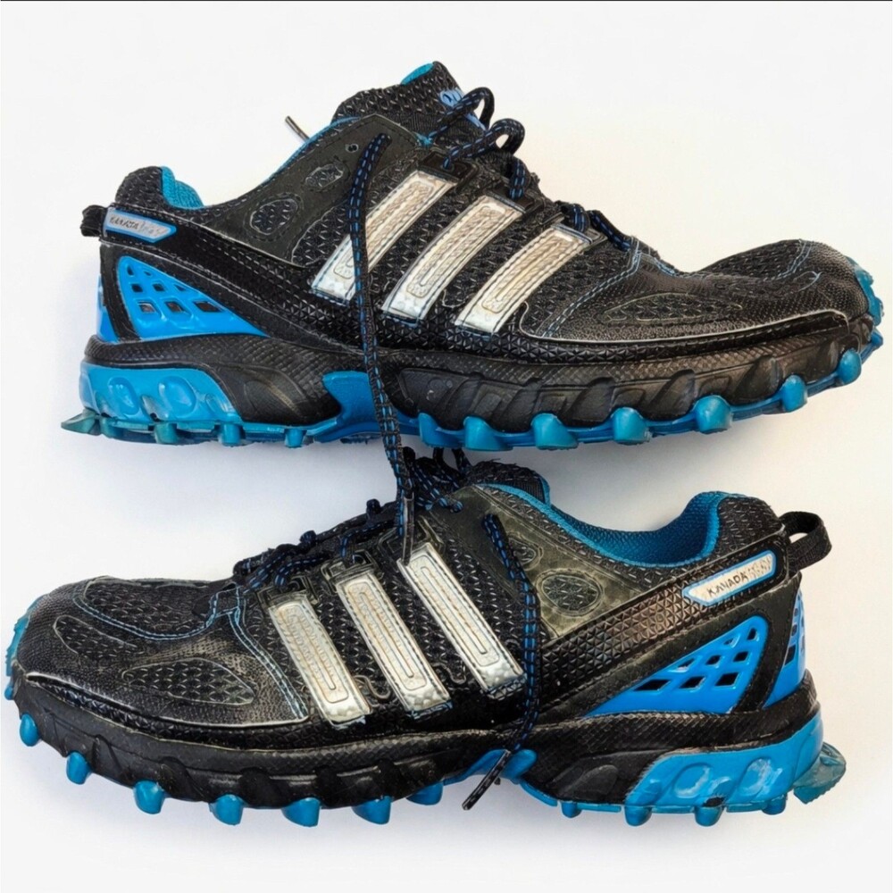 Adidas Kanadia TR Trail Running Shoes Black Blue Men's US 6.5 OrthoLite G50205